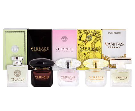 versace miniatures collection 5 piece reviews|Versace deluxe miniature gift set.